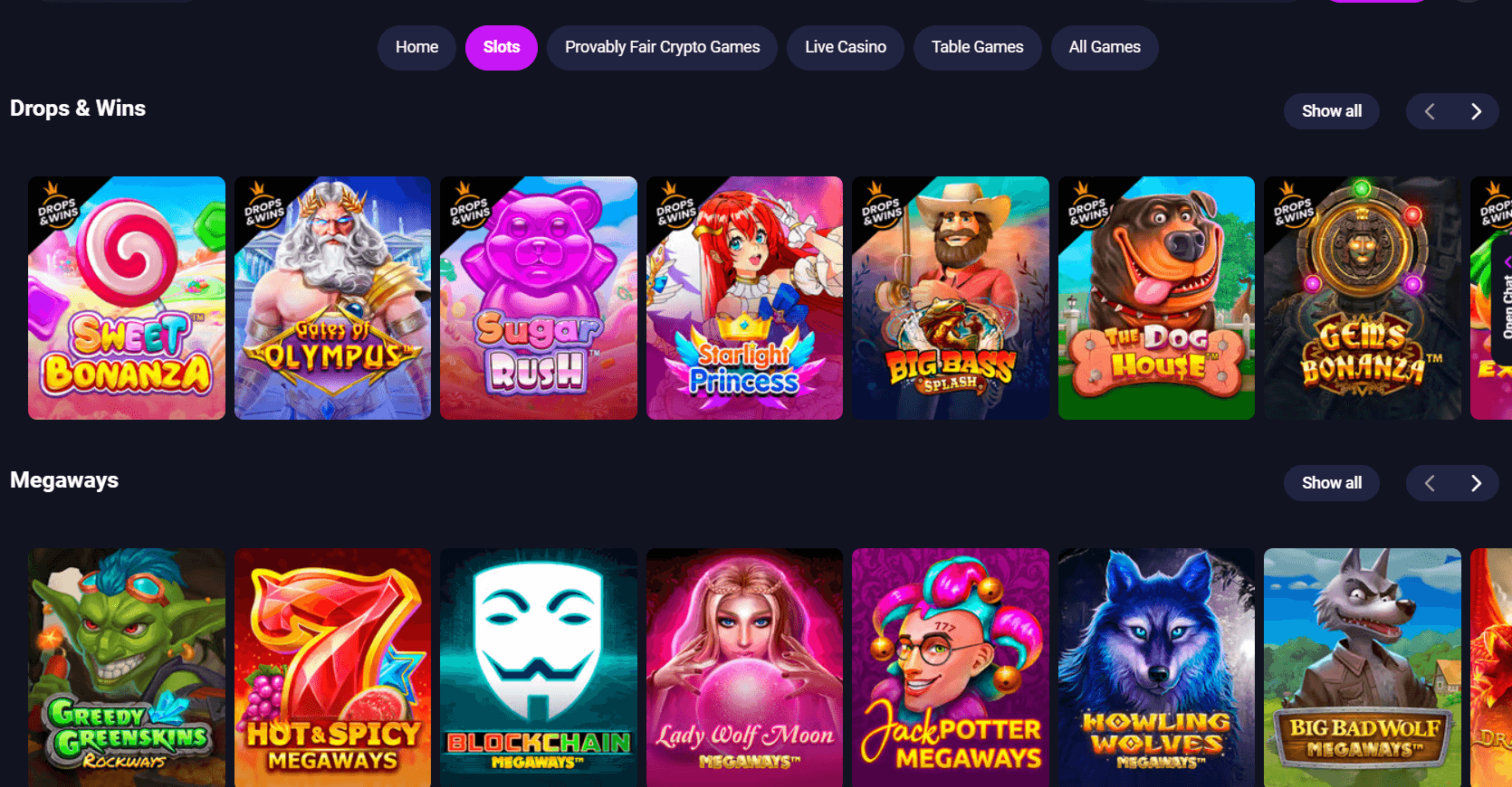Metaspins Slot Games