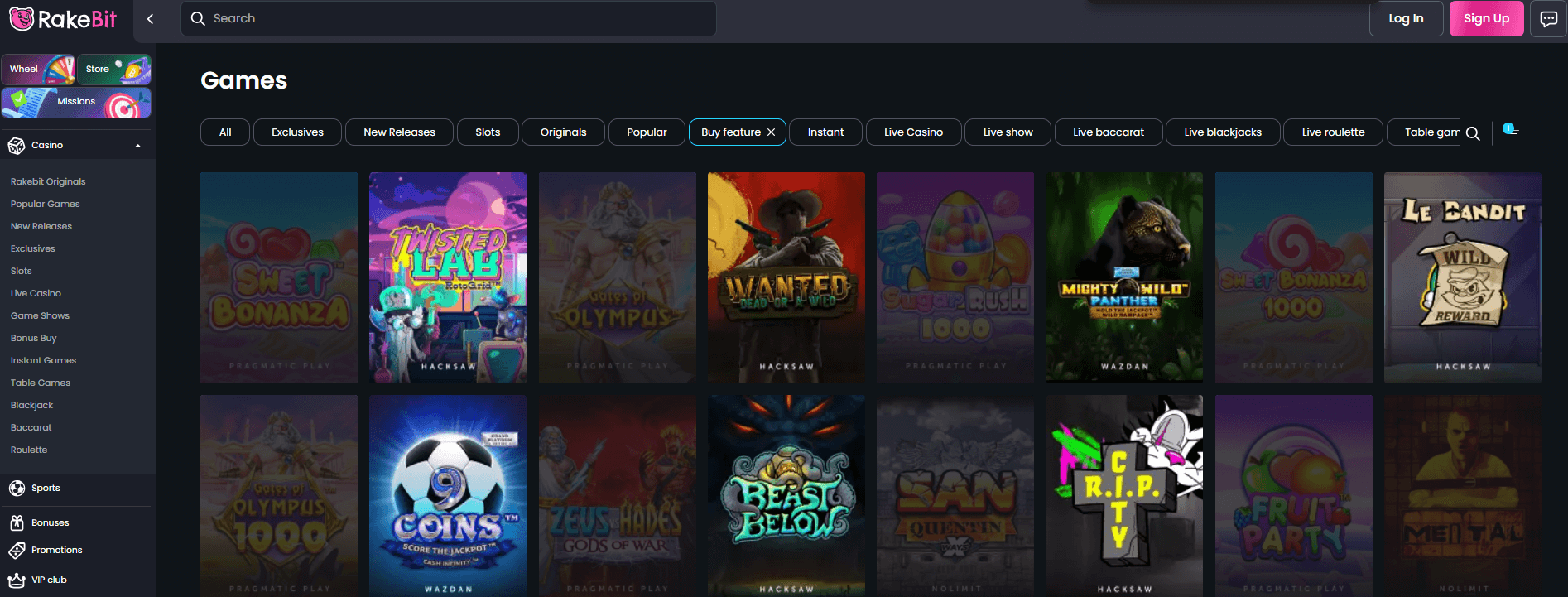 Rakebit Bonus Buy Games